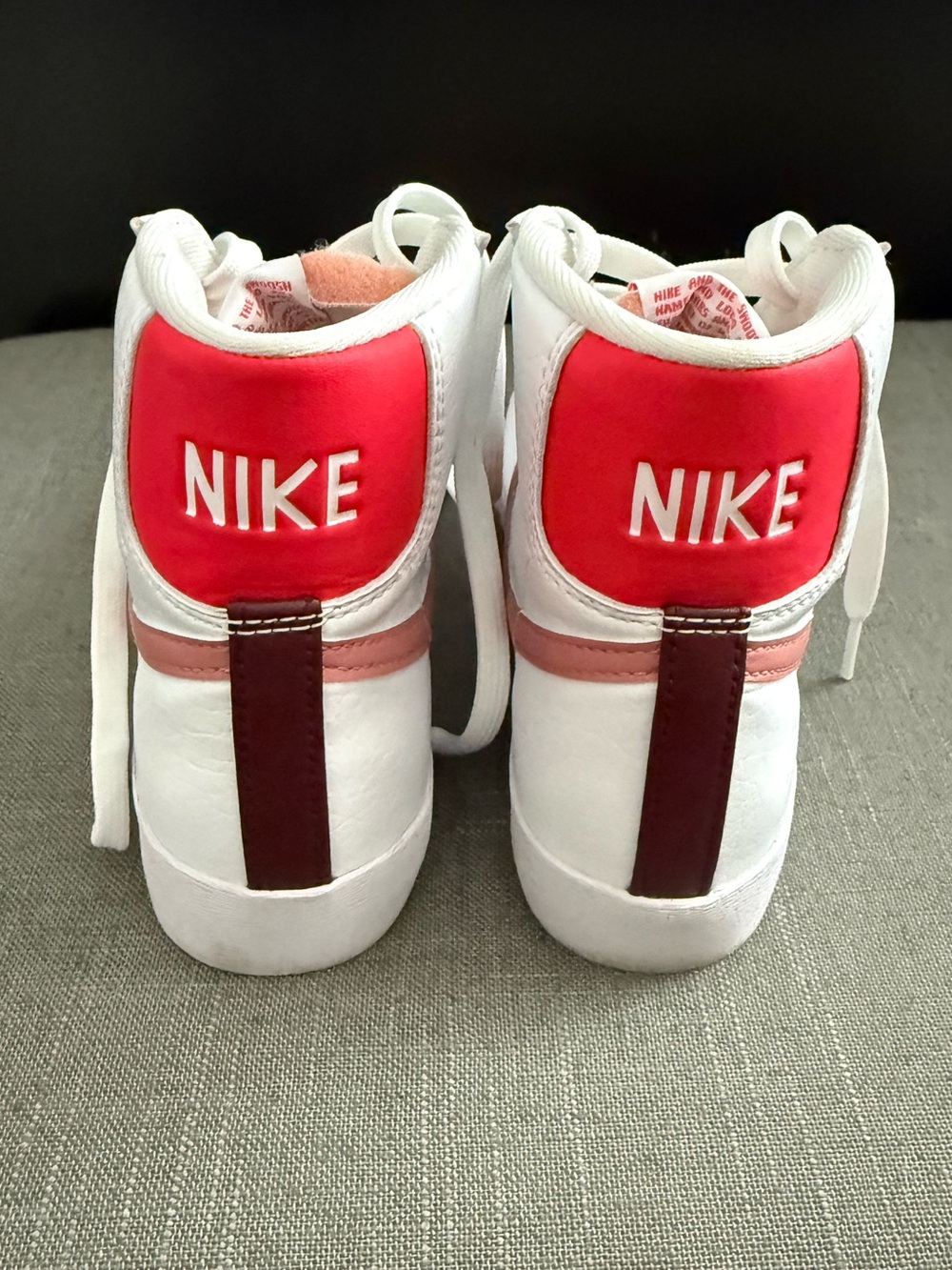 Nike Women’s White High-Top Sneakers with Pink Swoosh - Picture 2 of 7